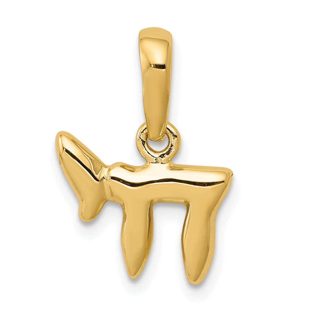 Lovely Rita's Pendants & Charms 14K Yellow Gold Rhodium Polished Finish LIFE Chai Charm Pendant