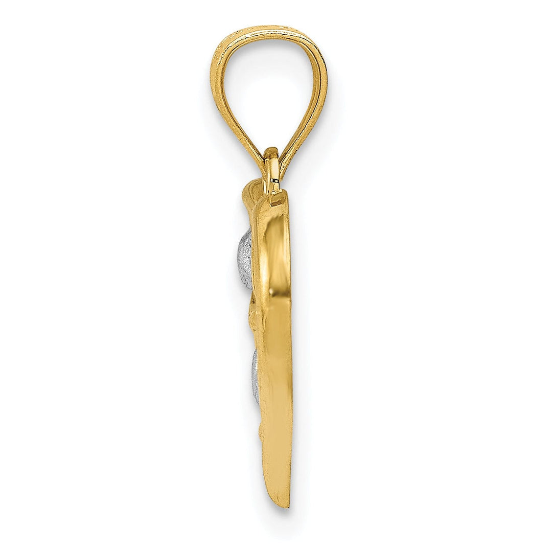 Lovely Rita's Pendants & Charms 14K Yellow Gold, Rhodium Polished Finish Solid Heart -X- In Heart Design Pendant