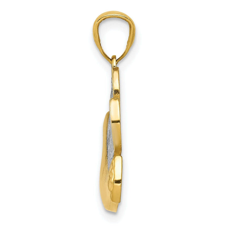 Lovely Rita's Pendants & Charms 14k Yellow Gold Rhodium Polished Solid Concave Peace Dove Pendant