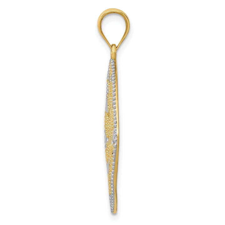 Lovely Rita's Pendants & Charms 14K Yellow Gold Rhodium Solid D.C Polished Finish Filigree Swirl Beaded Design Pendant