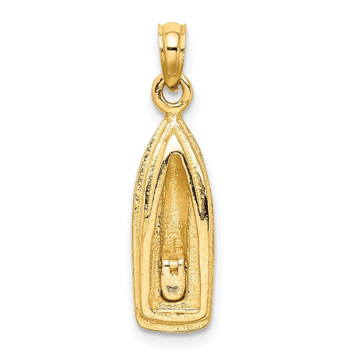 Lovely Rita's Pendants & Charms 14K Yellow Gold Rhodium Texture Polished Finish 3-Dimensional Wave Runner with Moveable Seat Charm Pendant