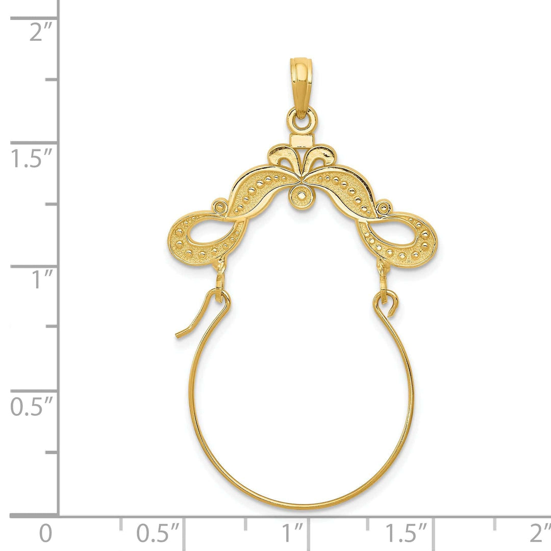 Lovely Rita's Pendants & Charms 14k Yellow Gold Ribbon Decorated Design Charm Holder Pendant