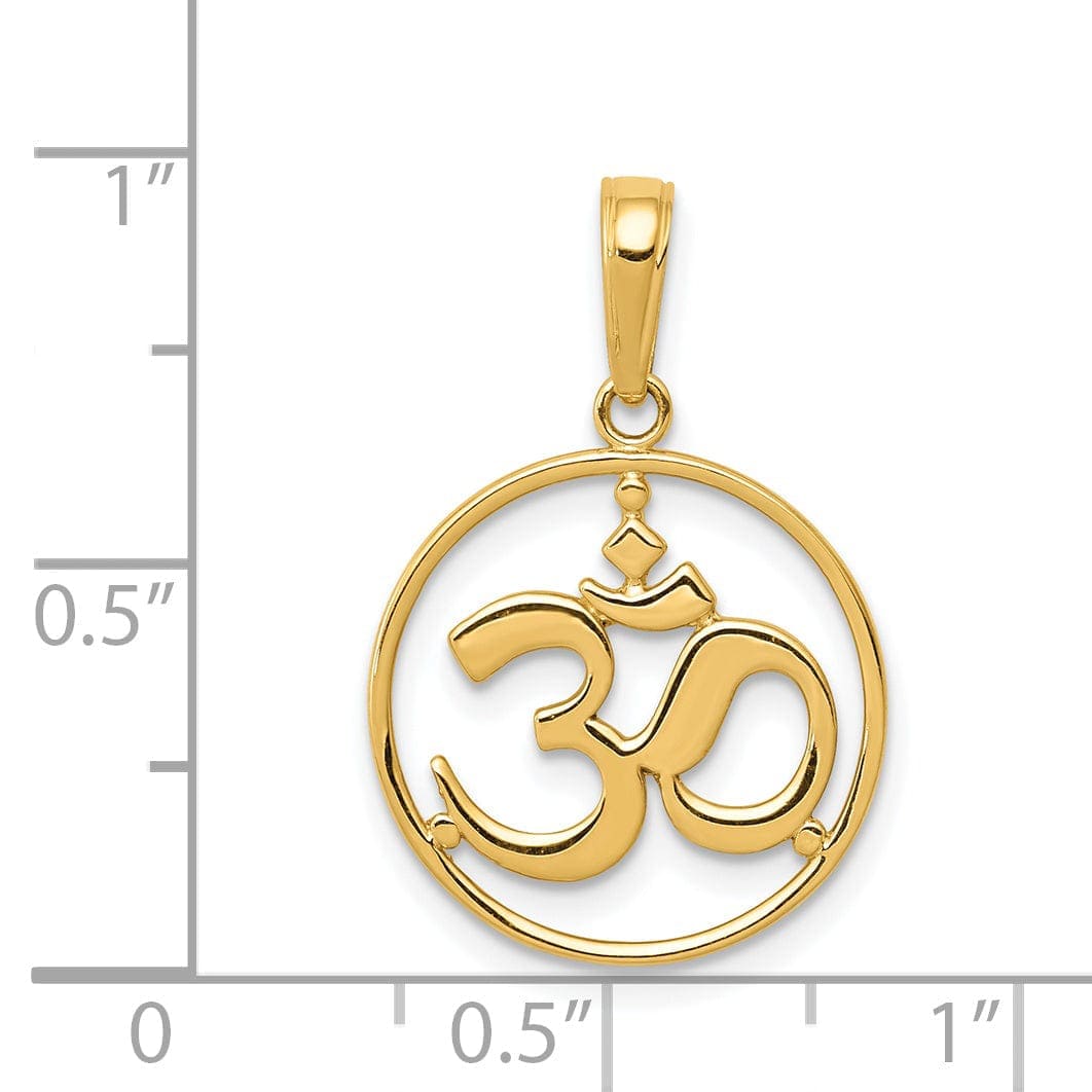 Lovely Rita's Pendants & Charms 14K Yellow Gold Round Frame Design Yoga Om Symbol Pendant