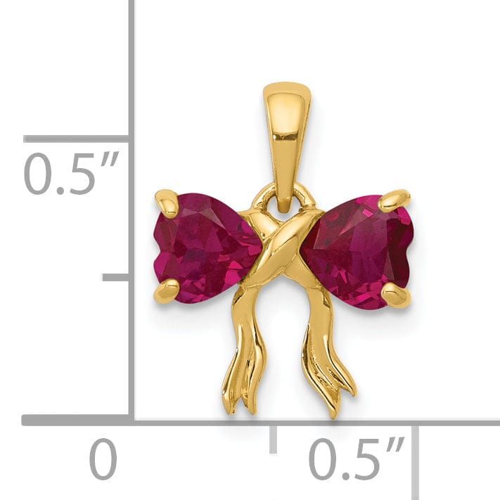 Lovely Rita's Pendants & Charms 14k Yellow Gold Ruby Birthstone Bow Pendant