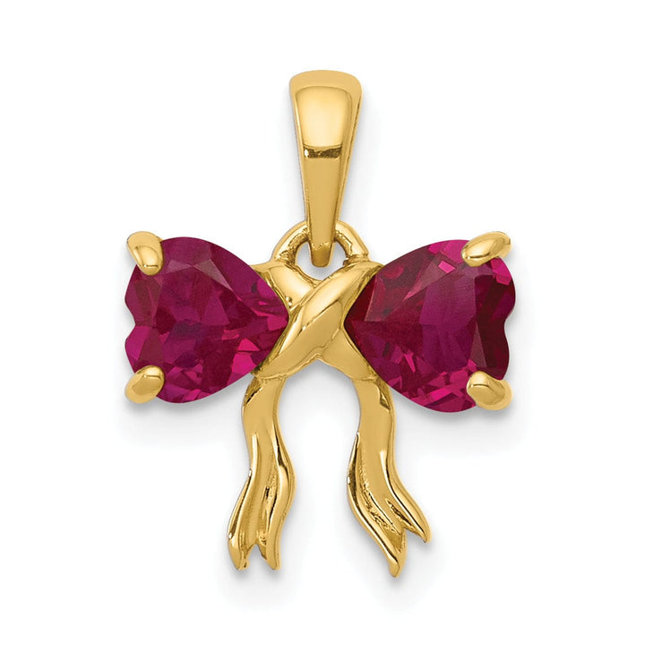Lovely Rita's Pendants & Charms 14k Yellow Gold Ruby Birthstone Bow Pendant