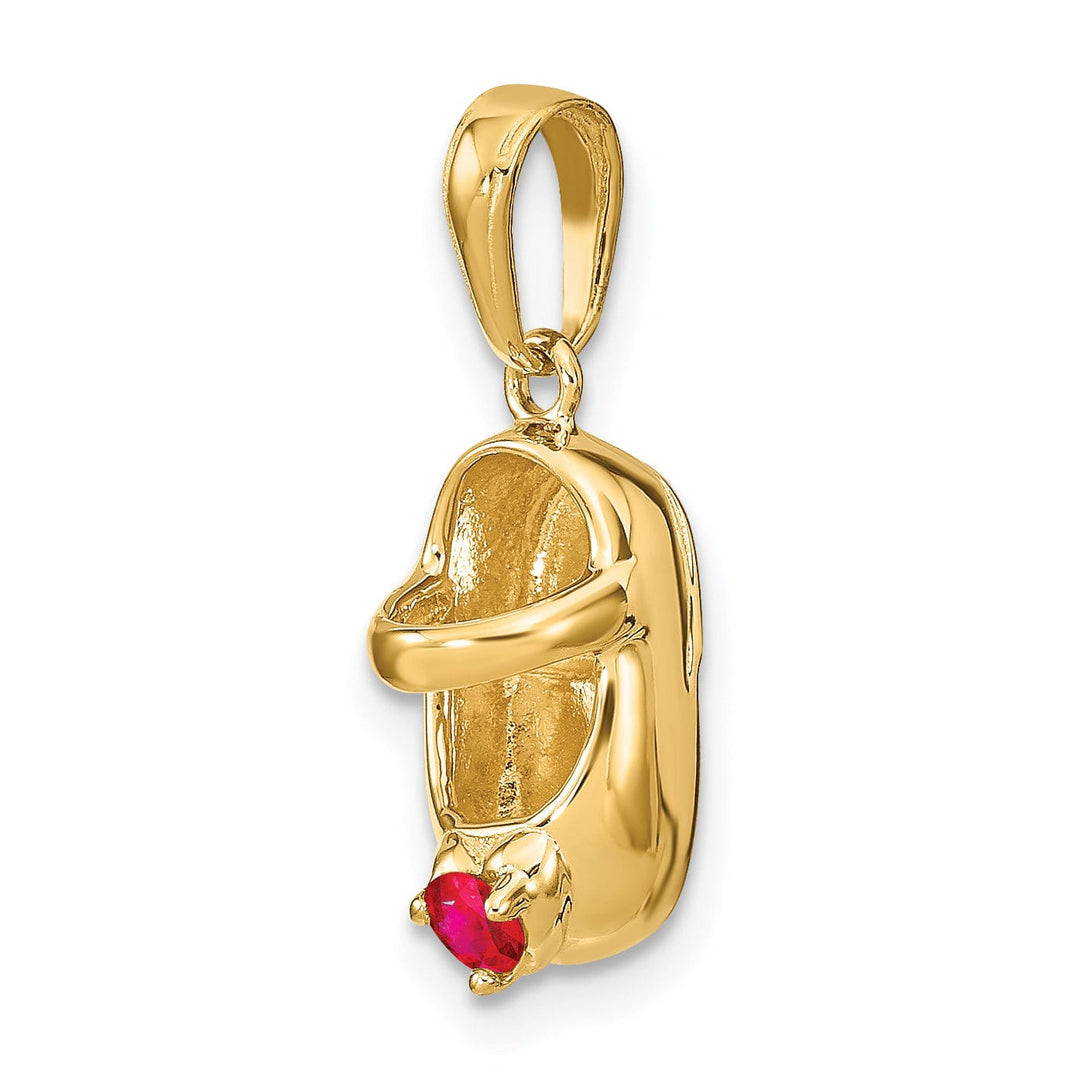 Lovely Rita's Pendants & Charms 14k Yellow Gold Ruby Stone 3D Baby Shoe Charm
