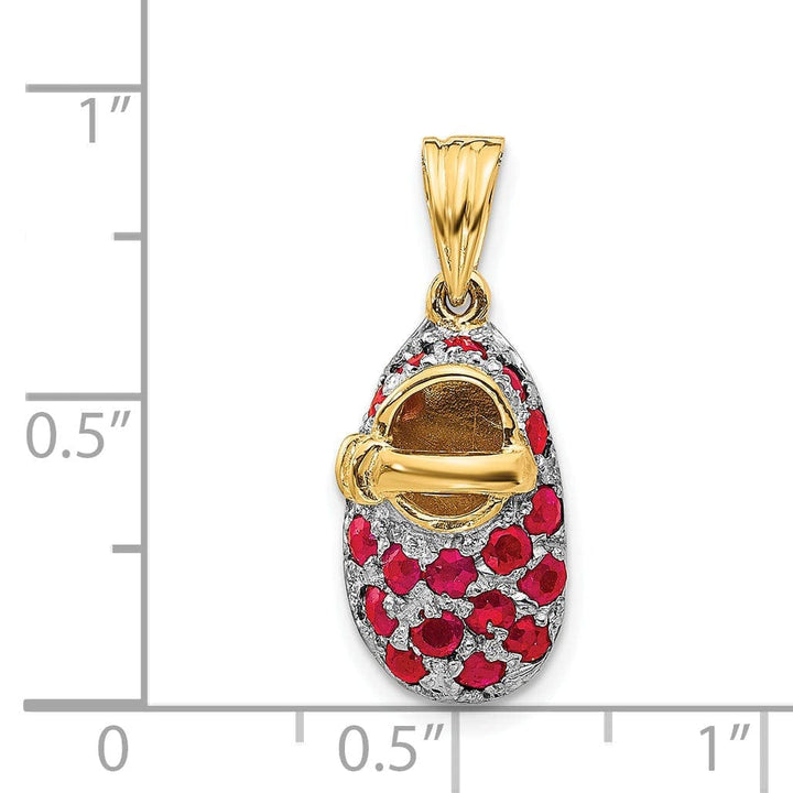 Lovely Rita's Pendants & Charms 14k Yellow Gold Ruby Stones Baby Shoe Charm
