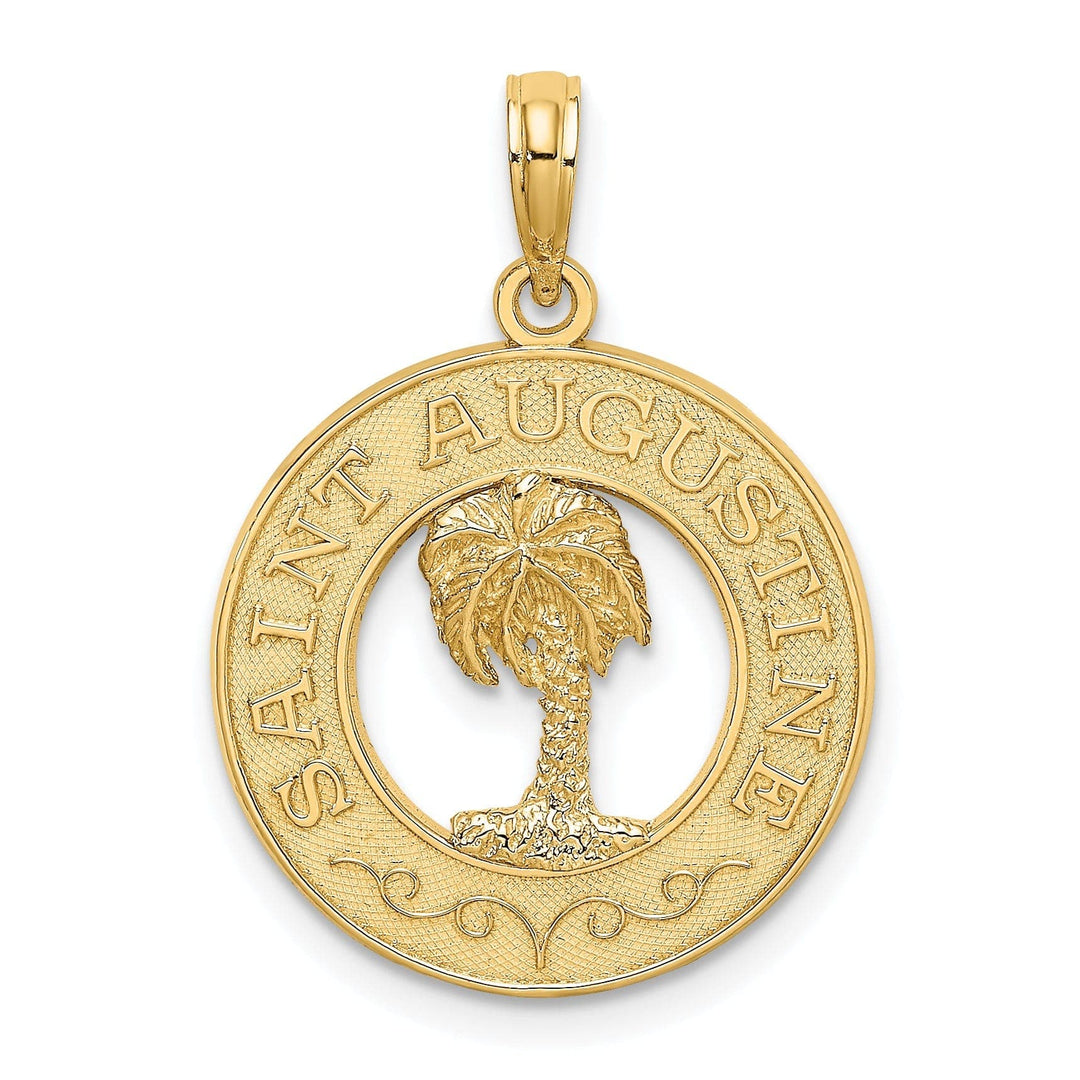 Lovely Rita's Pendants & Charms 14K Yellow Gold SAINT AUGUSTINE FLORIDA Banner Palm Tree Circle Pendant