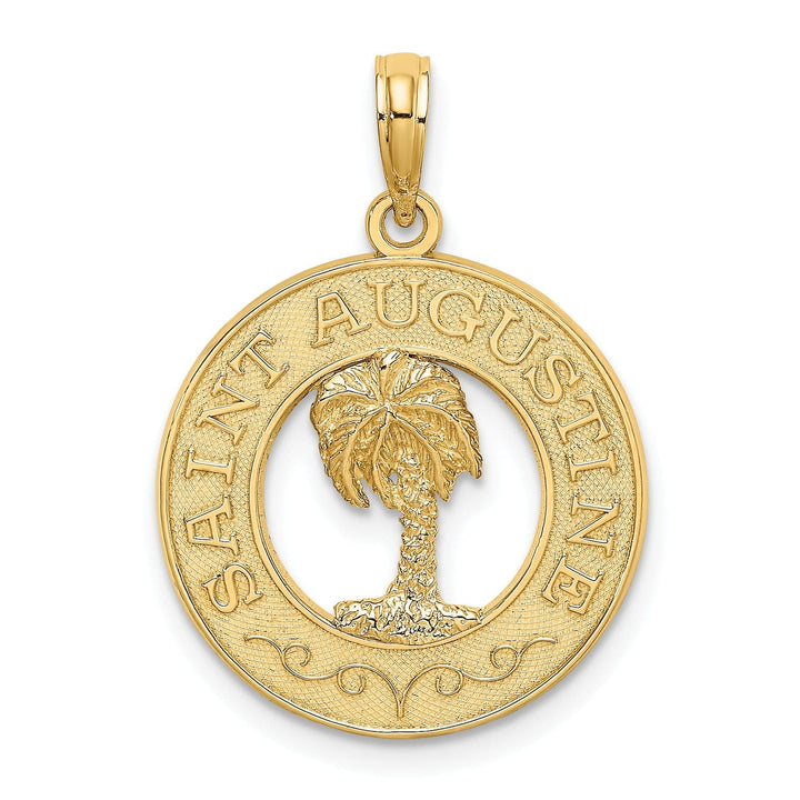 Lovely Rita's Pendants & Charms 14K Yellow Gold SAINT AUGUSTINE FLORIDA Banner Palm Tree Circle Pendant