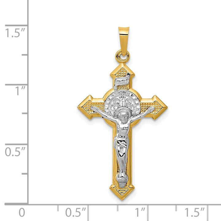 Lovely Rita's Pendants & Charms 14k Yellow Gold Saint Benedict INRI Crucifix