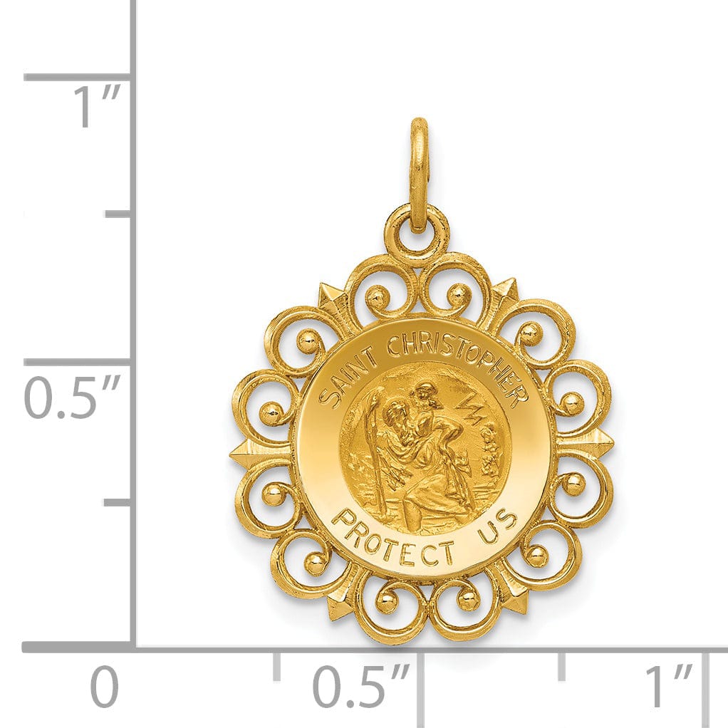 Lovely Rita's Pendants & Charms 14k Yellow Gold Saint Christopher Medal Pendant
