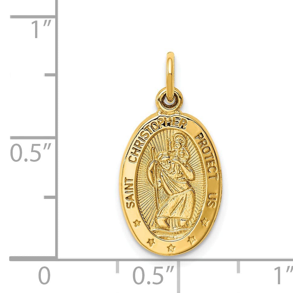 Lovely Rita's Pendants & Charms 14k Yellow Gold Saint Christopher Medal Pendant