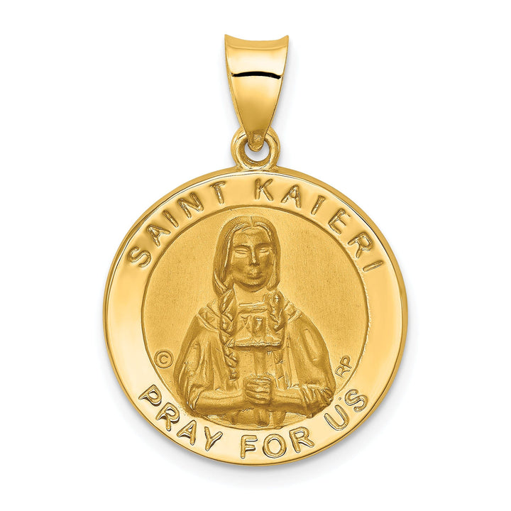 Lovely Rita's Pendants & Charms 14k Yellow Gold Saint Kateri Medal Pendant