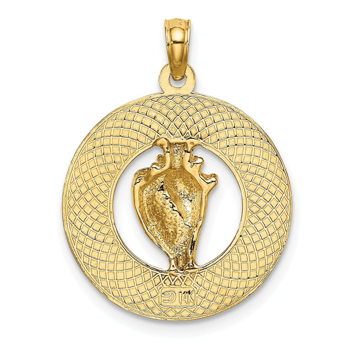 Lovely Rita's Pendants & Charms 14K Yellow Gold SANIBEL Florida with Conch Sea Shell Circle Pendant