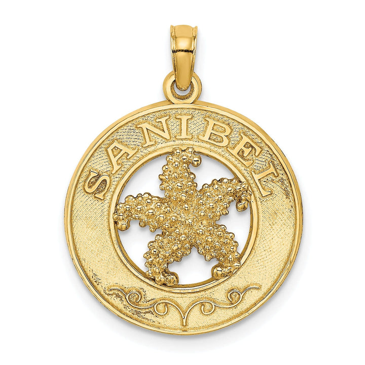 Lovely Rita's Pendants & Charms 14K Yellow Gold SANIBEL Florida with Starfish Circle Design Pendant