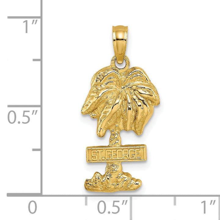 Lovely Rita's Pendants & Charms 14K Yellow Gold Sanit GEORGE Banner Sign on Palm Tree Pendant