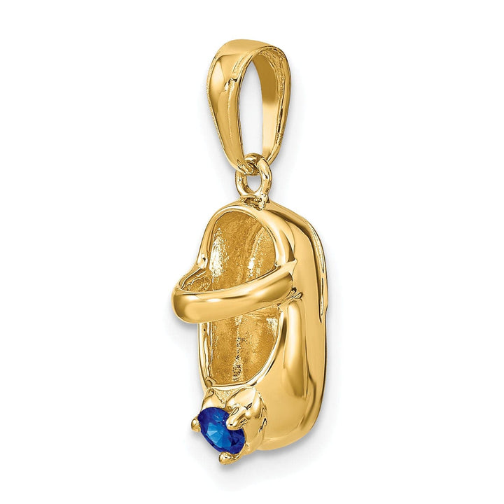 Lovely Rita's Pendants & Charms 14k Yellow Gold Sapphire Stone Baby Shoe Charm