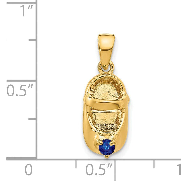Lovely Rita's Pendants & Charms 14k Yellow Gold Sapphire Stone Baby Shoe Charm