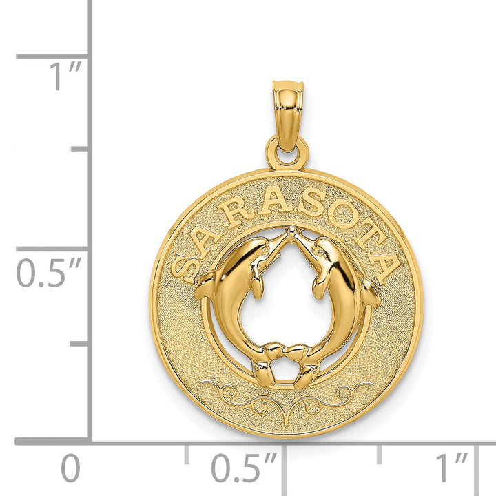 Lovely Rita's Pendants & Charms 14K Yellow Gold SARASOTA Florida with Dolphins Design Pendant