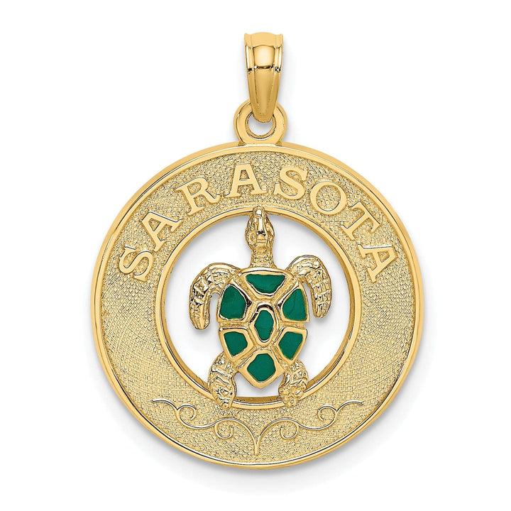 Lovely Rita's Pendants & Charms 14K Yellow Gold SARASOTA with Turtle Circle Design Pendant