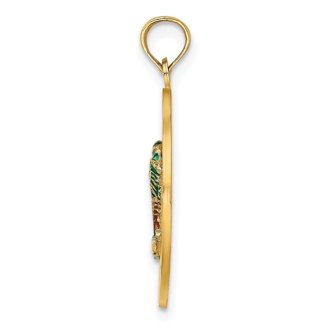 Lovely Rita's Pendants & Charms 14K Yellow Gold SARSOTA Double Palm Trees Circle Pendant