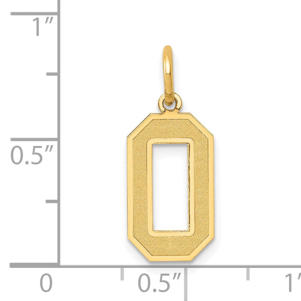 Lovely Rita's Pendants & Charms 14k Yellow Gold Satin Brush Finish Medium Size Number 0 Charm Pendant