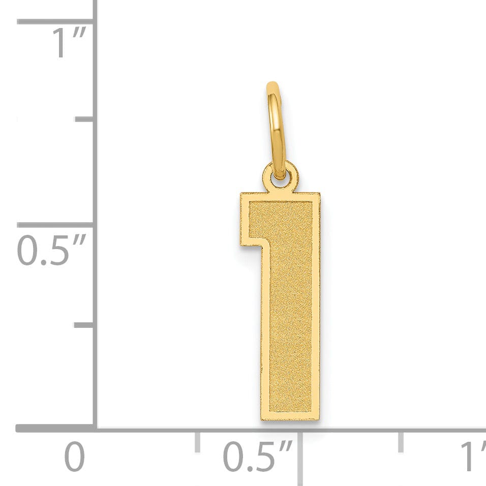 Lovely Rita's Pendants & Charms 14k Yellow Gold Satin Brush Finish Medium Size Number 1 Charm Pendant