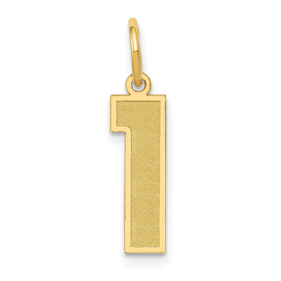 Lovely Rita's Pendants & Charms 14k Yellow Gold Satin Brush Finish Medium Size Number 1 Charm Pendant