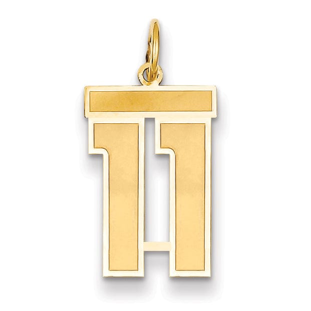 Lovely Rita's Pendants & Charms 14k Yellow Gold Satin Brush Finish Medium Size Number 11 Charm Pendant