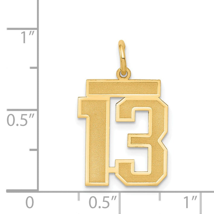 Lovely Rita's Pendants & Charms 14k Yellow Gold Satin Brush Finish Medium Size Number 13 Charm Pendant