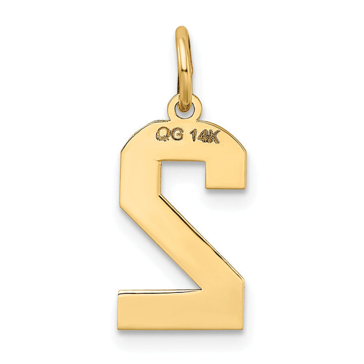 Lovely Rita's Pendants & Charms 14k Yellow Gold Satin Brush Finish Medium Size Number 2 Charm Pendant