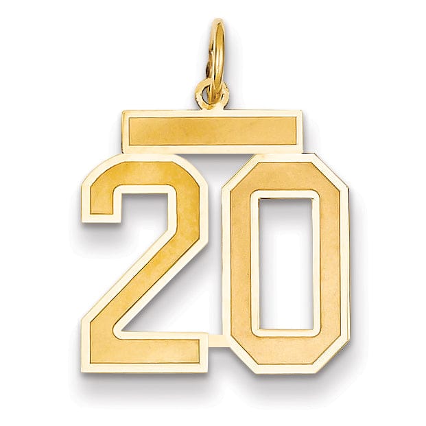Lovely Rita's Pendants & Charms 14k Yellow Gold Satin Brush Finish Medium Size Number 20 Charm Pendant