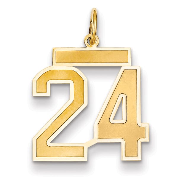 Lovely Rita's Pendants & Charms 14k Yellow Gold Satin Brush Finish Medium Size Number 24 Charm Pendant