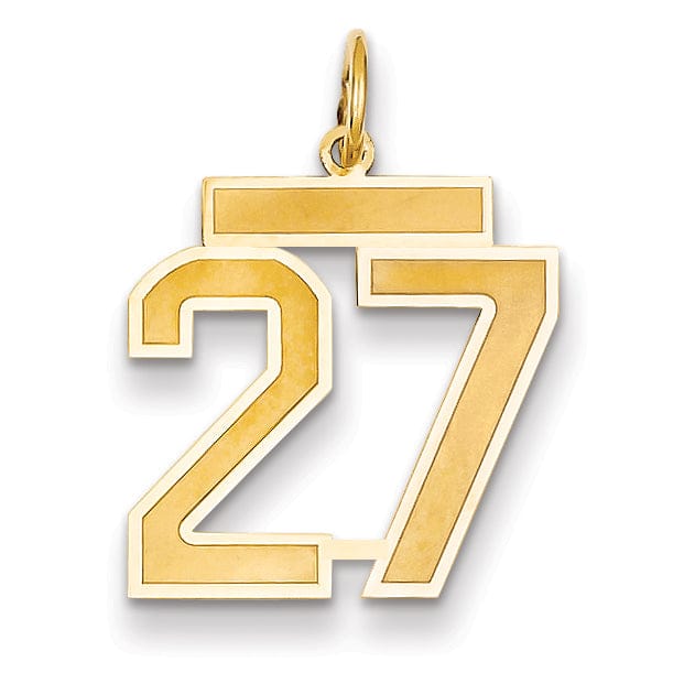 Lovely Rita's Pendants & Charms 14k Yellow Gold Satin Brush Finish Medium Size Number 27 Charm Pendant