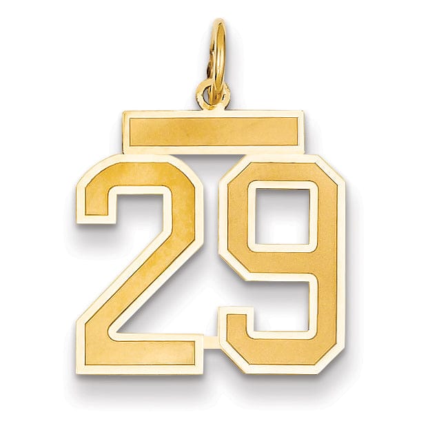 Lovely Rita's Pendants & Charms 14k Yellow Gold Satin Brush Finish Medium Size Number 29 Charm Pendant