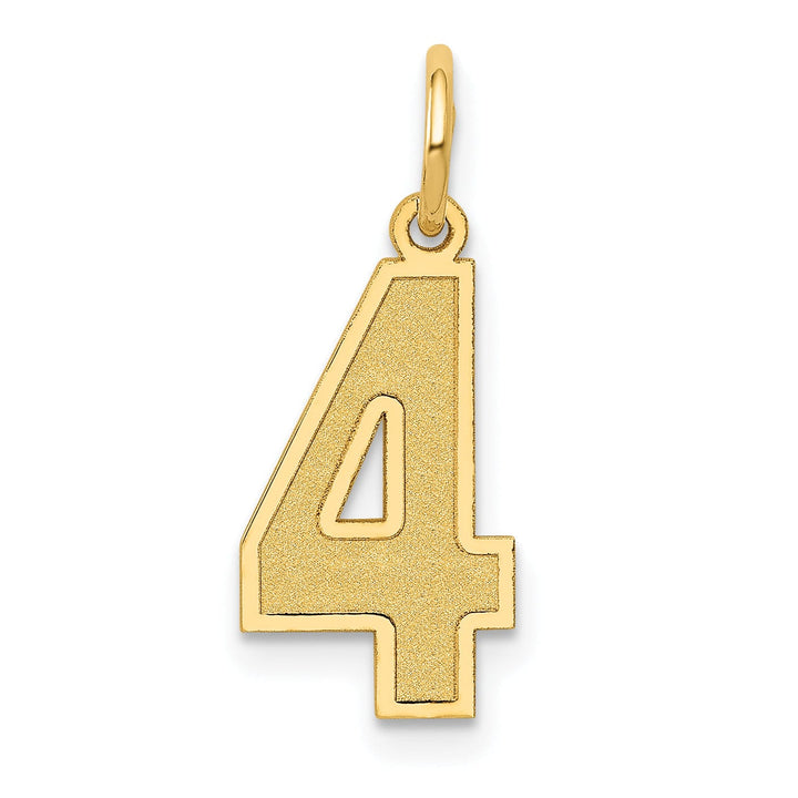 Lovely Rita's Pendants & Charms 14k Yellow Gold Satin Brush Finish Medium Size Number 4 Charm Pendant