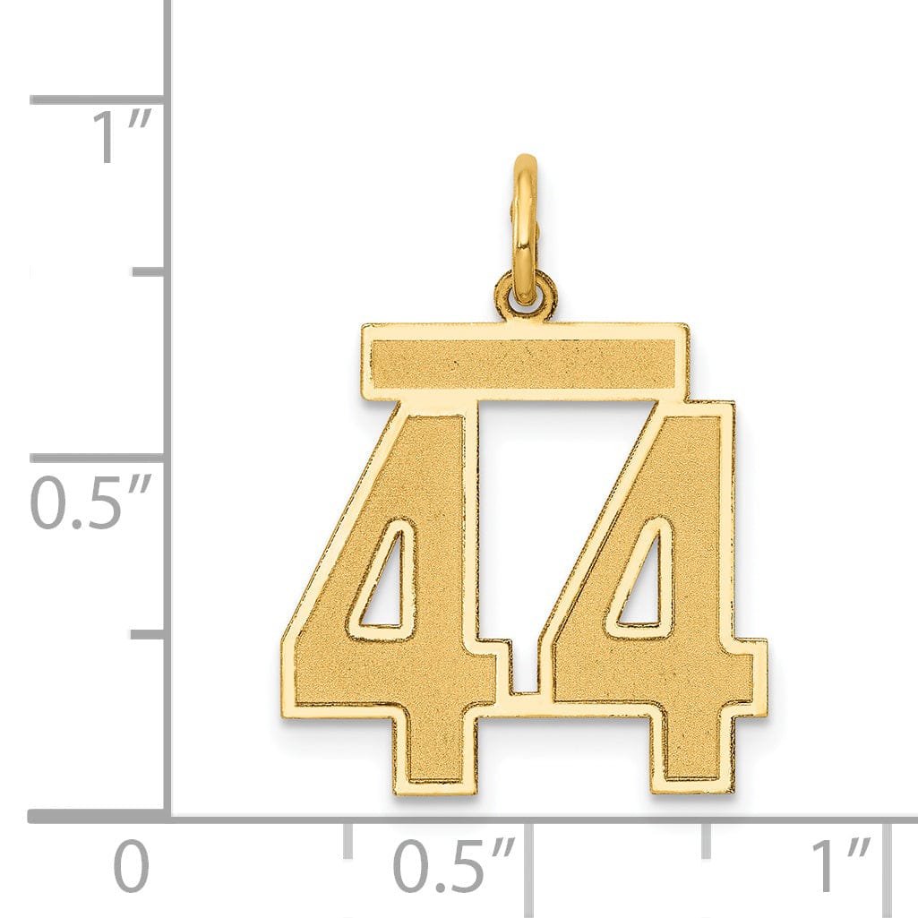 Lovely Rita's Pendants & Charms 14k Yellow Gold Satin Brush Finish Medium Size Number 44 Charm Pendant