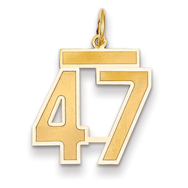Lovely Rita's Pendants & Charms 14k Yellow Gold Satin Brush Finish Medium Size Number 47 Charm Pendant