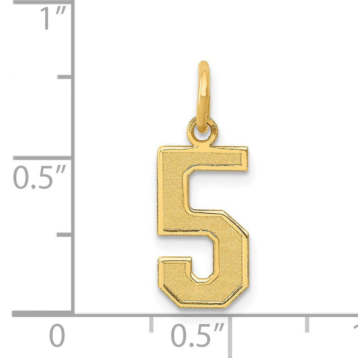 Lovely Rita's Pendants & Charms 14k Yellow Gold Satin Brush Finish Medium Size Number 5 Charm Pendant