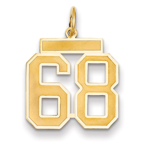Lovely Rita's Pendants & Charms 14k Yellow Gold Satin Brush Finish Medium Size Number 68 Charm Pendant