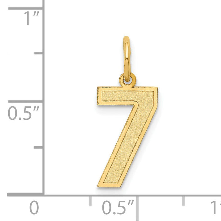 Lovely Rita's Pendants & Charms 14k Yellow Gold Satin Brush Finish Medium Size Number 7 Charm Pendant