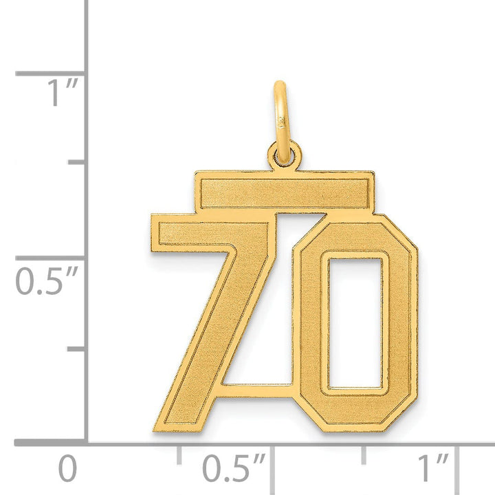 Lovely Rita's Pendants & Charms 14k Yellow Gold Satin Brush Finish Medium Size Number 70 Charm Pendant