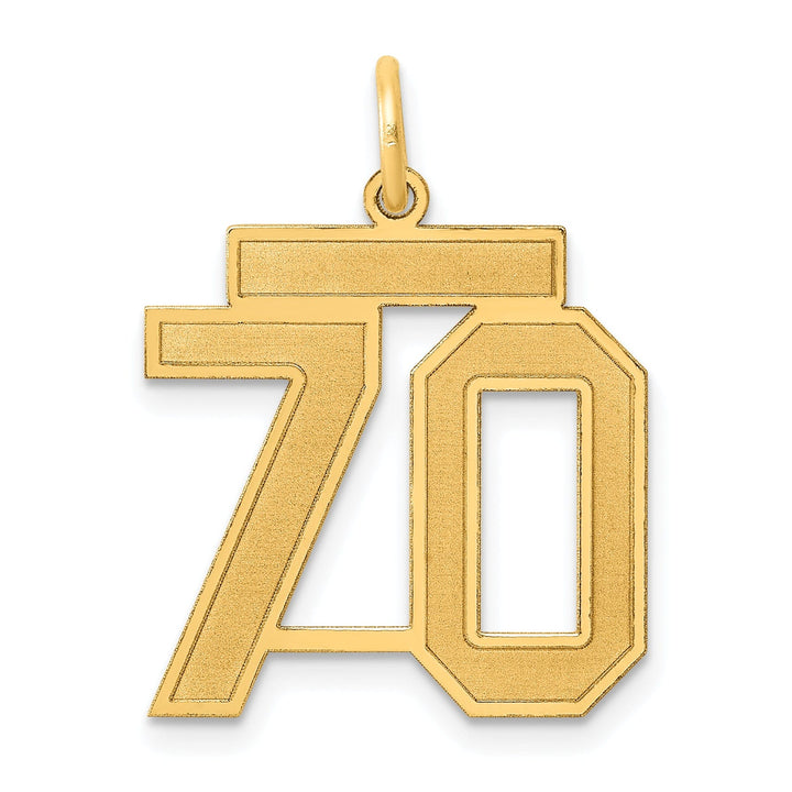 Lovely Rita's Pendants & Charms 14k Yellow Gold Satin Brush Finish Medium Size Number 70 Charm Pendant