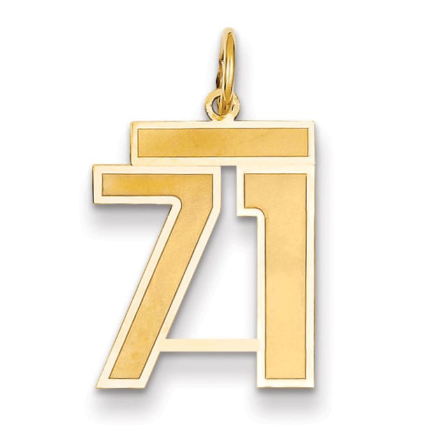 Lovely Rita's Pendants & Charms 14k Yellow Gold Satin Brush Finish Medium Size Number 71 Charm Pendant