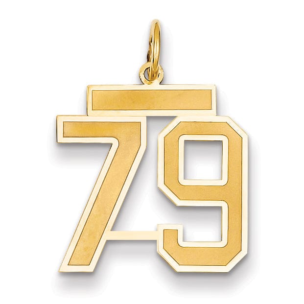 Lovely Rita's Pendants & Charms 14k Yellow Gold Satin Brush Finish Medium Size Number 79 Charm Pendant