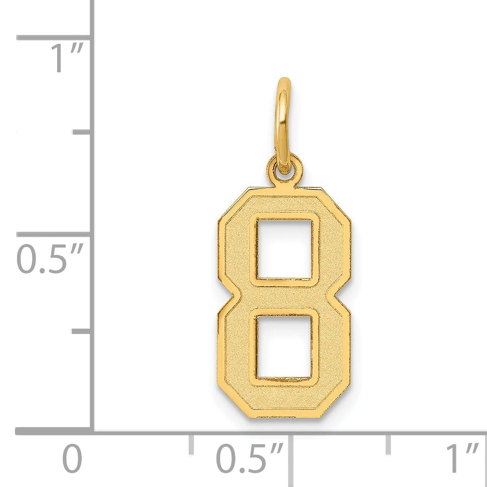 Lovely Rita's Pendants & Charms 14k Yellow Gold Satin Brush Finish Medium Size Number 8 Charm Pendant