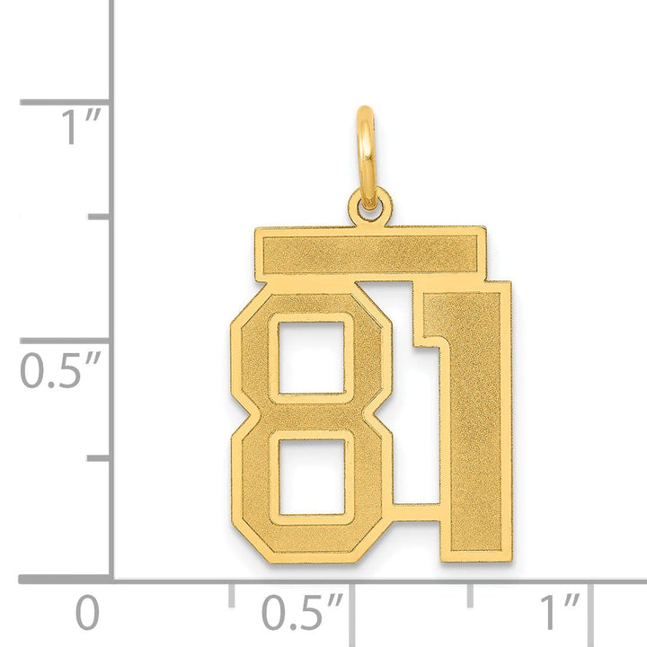 Lovely Rita's Pendants & Charms 14k Yellow Gold Satin Brush Finish Medium Size Number 81 Charm Pendant