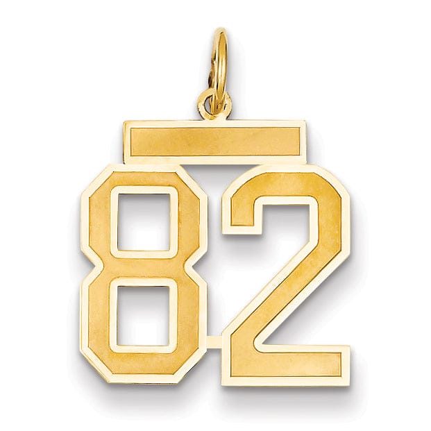 Lovely Rita's Pendants & Charms 14k Yellow Gold Satin Brush Finish Medium Size Number 82 Charm Pendant