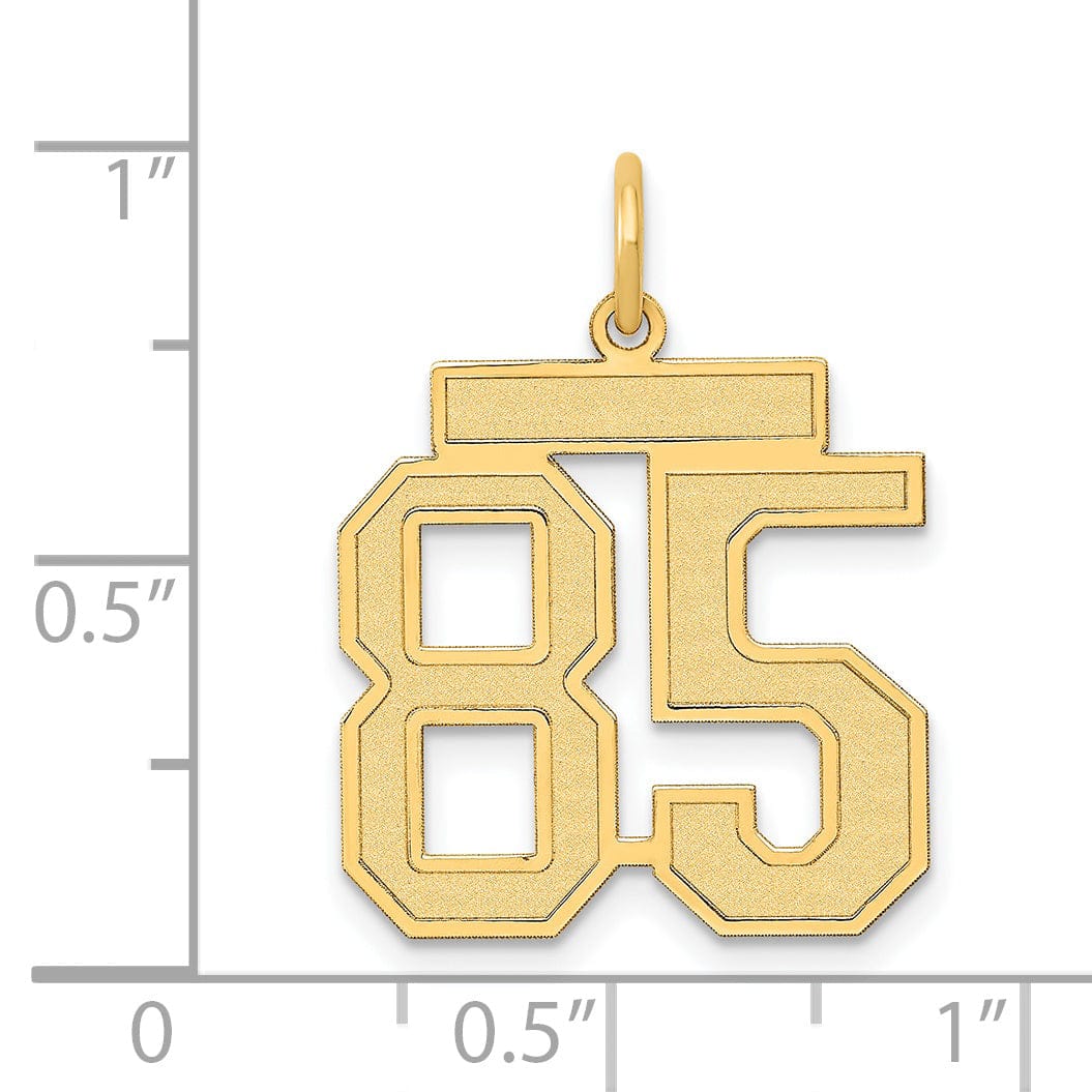 Lovely Rita's Pendants & Charms 14k Yellow Gold Satin Brush Finish Medium Size Number 85 Charm Pendant