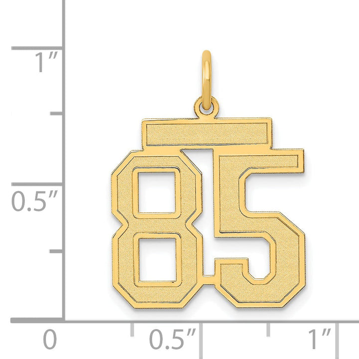 Lovely Rita's Pendants & Charms 14k Yellow Gold Satin Brush Finish Medium Size Number 85 Charm Pendant